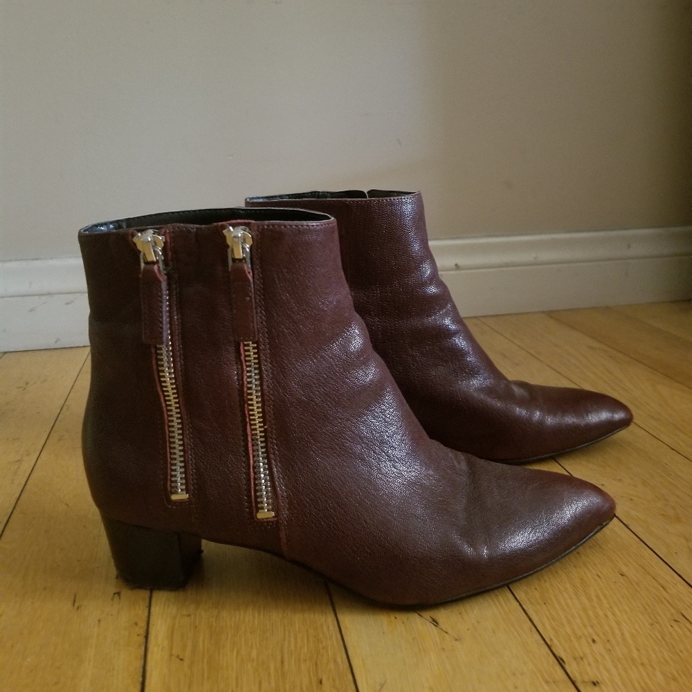 Women's Nine West Wine Leather Booties 7 1/2